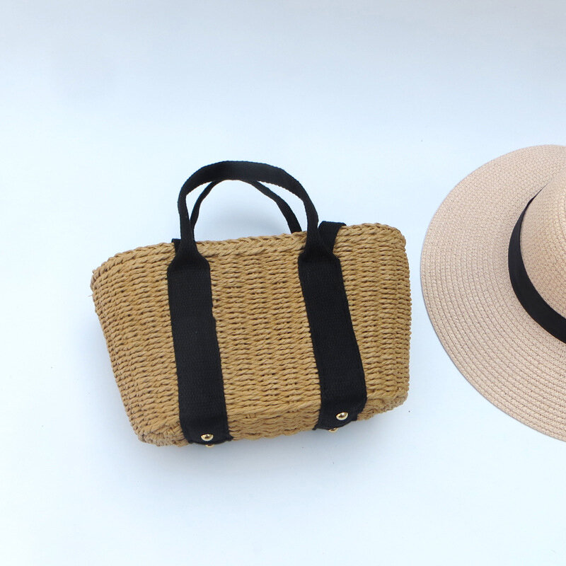 TOBO Travel Vacation Messenger Woven Bag Straw Bag Pockets Beach Hand-made Straw Handbags Women Bags Designer Crossbody Bags