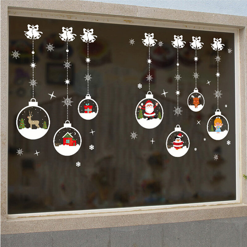 Joyeux noël Stickers muraux nouvel an décoration boutique fenêtre autocollants Noel décorations de noël pour la maison Natal 2020 nouveau