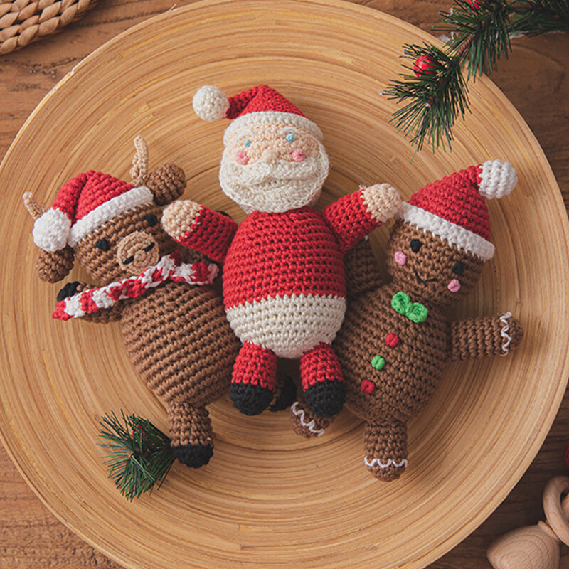 Santa Claus Christmas Doll Merry Christmas Decorations for Home Elk Christmas Ornaments Baby Rattle Christmas for Kids Xmas Gift