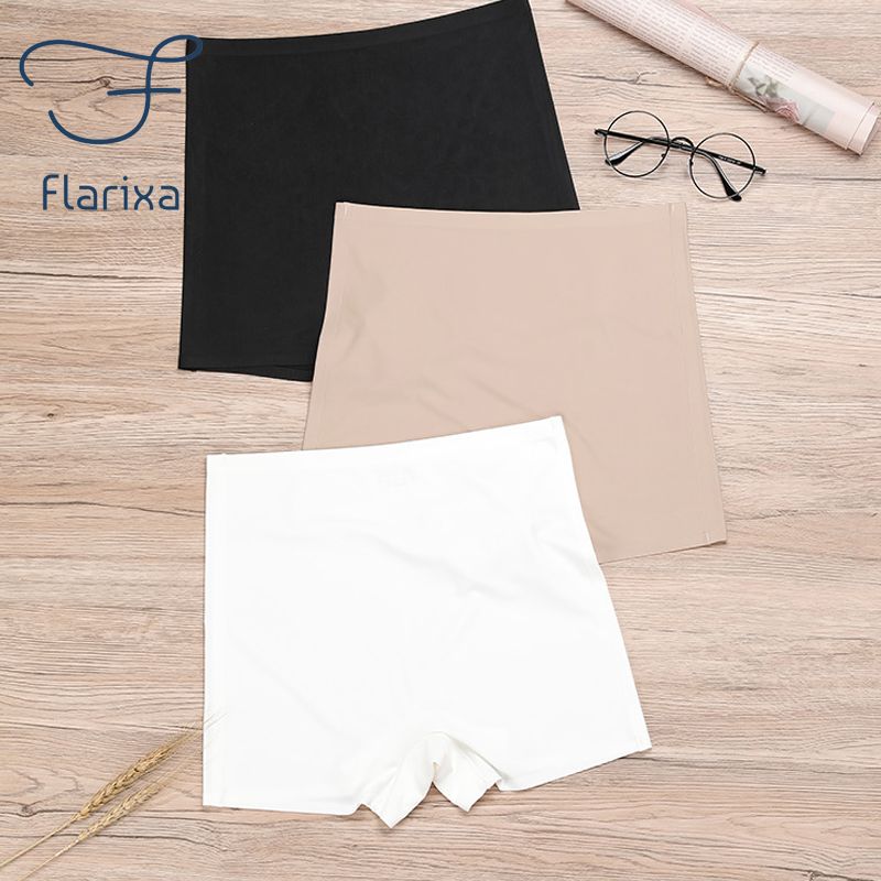 Flarixa安全パンツハイウエストの女性のショーツスカートの下にパンツアイスシルクシームレスなパンティー通気性ボクサーブリーフサイクリングショーツ