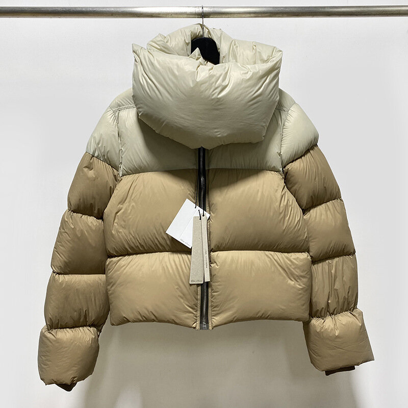 2021 새로운 겨울 기질 통근자 화이트 오리 한국 스타일 지퍼 스탠드 칼라 턱받이 허리 다운 자켓 여성용
