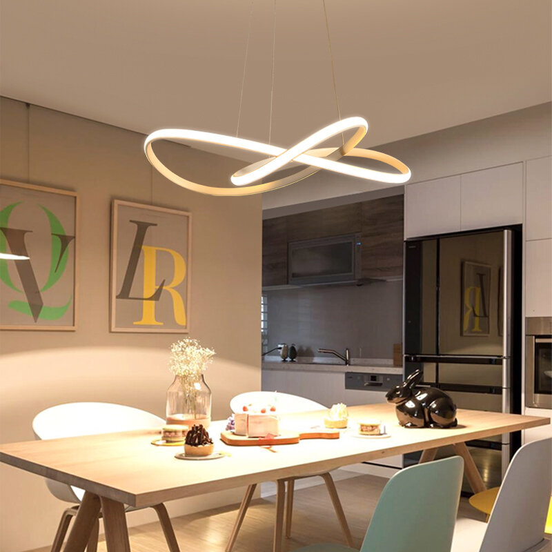Современная нестандартная светодиодная алюминиевая люстра, акриловый Потолочный подвесной светильник, освещение для столовой, ресторана