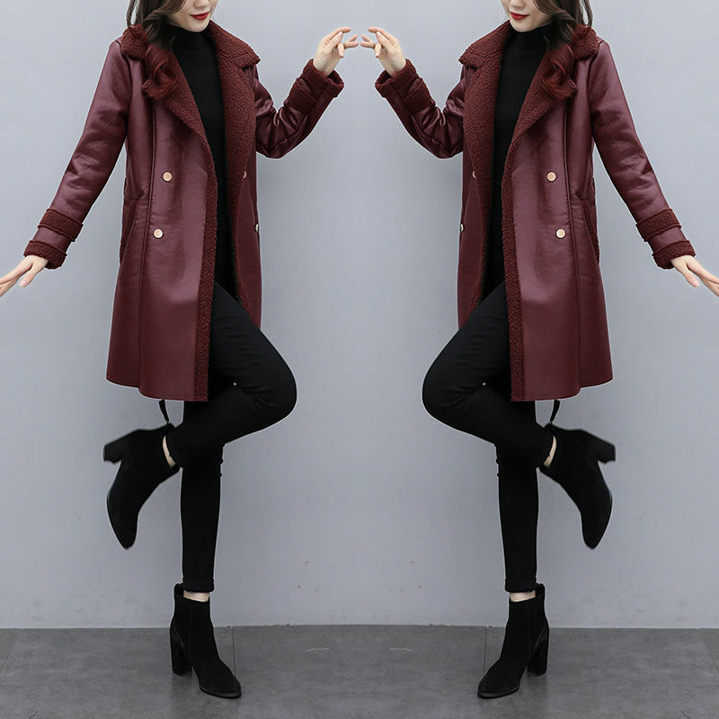 Новинка 2023, осенне-зимняя куртка, женское меховое пальто из искусственной кожи, свободная Дамская верхняя одежда с плотным пальто, женские топы