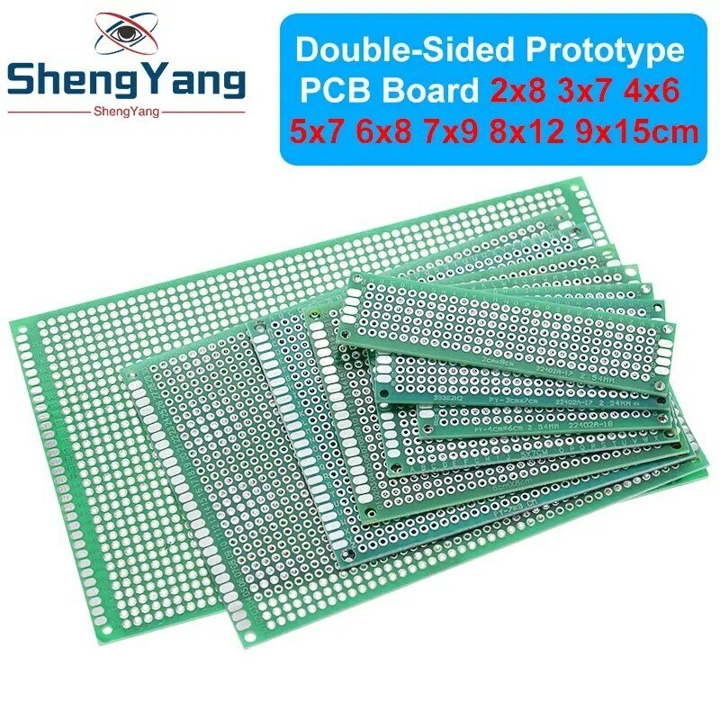 TZT-placa de circuito impreso Universal para Arduino, prototipo de doble cara de 9x15, 8x12, 7x9, 6x8, 5x7, 4x6, 3x7, 2x8 cm