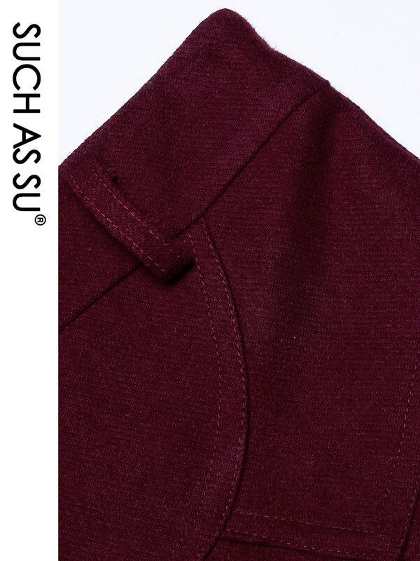 SUCH-Falda plisada de cintura alta para mujer, 4 colores, negro, marrón, azul oscuro, rojo vino, talla media S-3XL, invierno, 2021