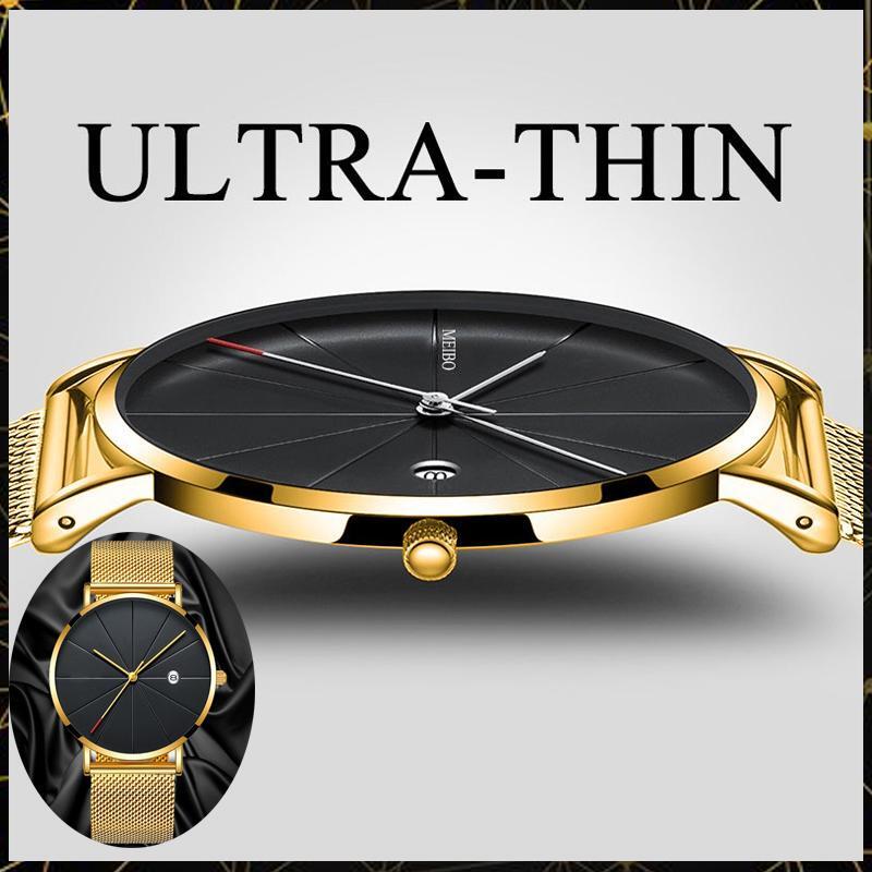 Relogio Masculino montre pour hommes de luxe montre Ultra-mince hommes en acier maille ceinture mode montre Monte Homme calendrier horloge Reloj Hombre