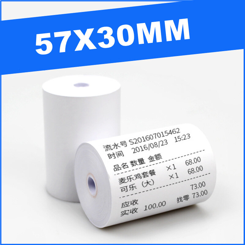 12 Rollen 57x30mm Thermopapier für Shop Supermarkt Apotheke mobile Bluetooth pos Computer Registrier kassen Drucker Zubehör