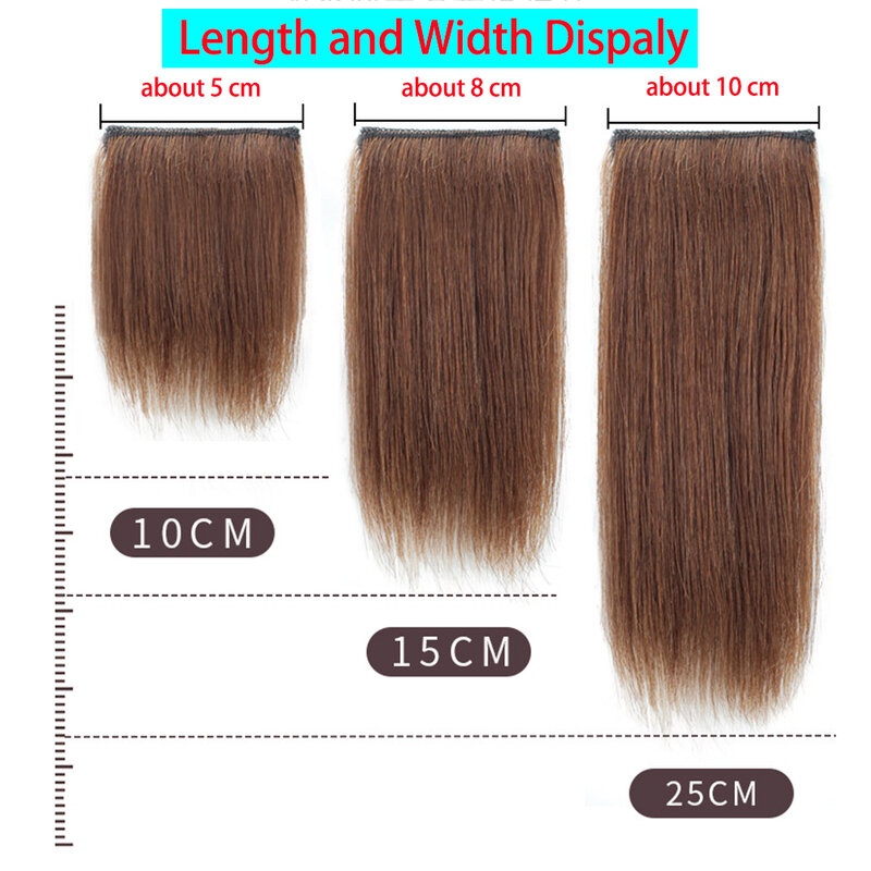 Short Straight Patch Hair Pieces Invisible Clip in Hair Pad Hair Pieces in Hair Extension Fluffy Human Hair Natural Hairpieces
