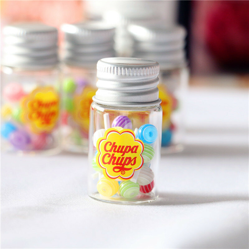 Rumah Boneka Miniatur Dapur Makanan Bermain Model Alat Peraga Pemotretan Mini Kaleng Lollipop DIY Aksesori Boneka Aksesori