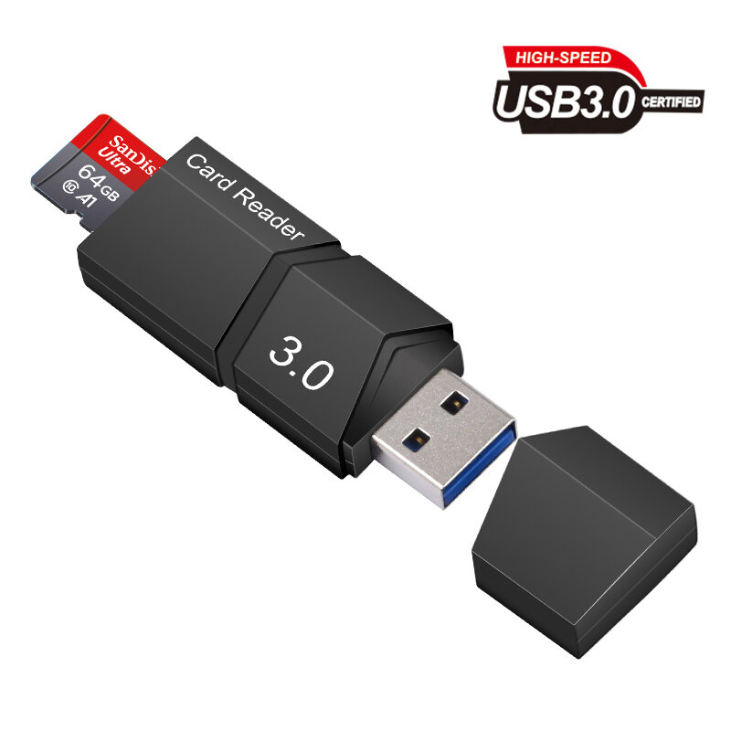Lector de tarjetas Micro SD USB 3,0, adaptador para unidad Flash, lector de tarjetas SD inteligente, 2,0