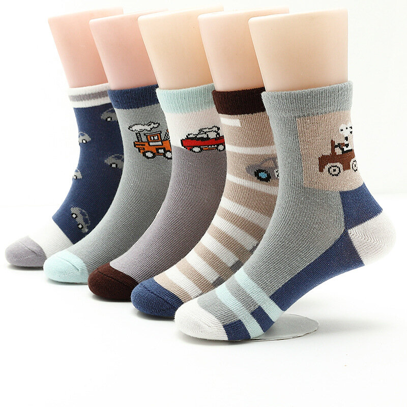 5 pairs / lot Boys Socks Autumn Winter Cartoon Cotton Kids Socks 2-15 Year Childen socks