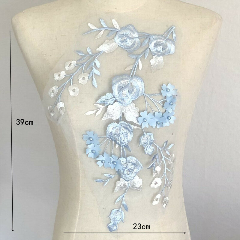 1 peça diy laço artesanato flor líquida gaze bordado pano com contas de renda remendo vestido decoração acessórios