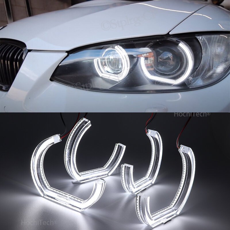 Anillo de Ojos de Ángel LED para coche, accesorios de faro estilo DRL acrílico DTM para BMW Serie 3, E90, E92, E93, M3, 2007-2013, Coupe, cabriolet