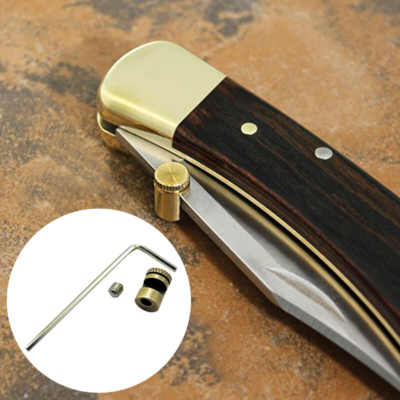 Cuchillo plegable de acero inoxidable para el hogar, llave hexagonal de repuesto con tornillo, botón pulsador, duradero, práctico, para Buck 110