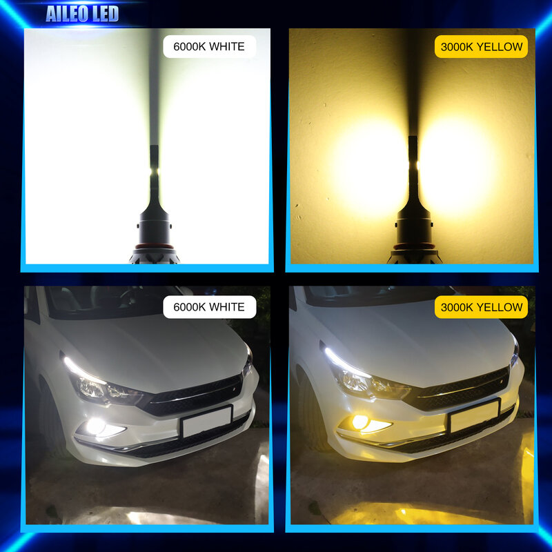 Farol de condução do carro do bulbo branco amarelo, CANBUS H8 LED H7 H11 luzes de nevoeiro LED, 9005 HB3 9006 HB4, BMW, Toyota, Skoda, Ford