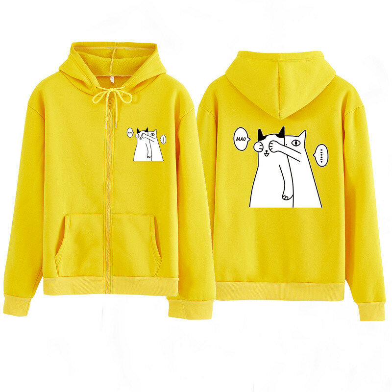 2020 mulheres hoodies crianças camisa da menina animal casal gato camisolas com zíper moletom com capuz primavera outono jaquetas