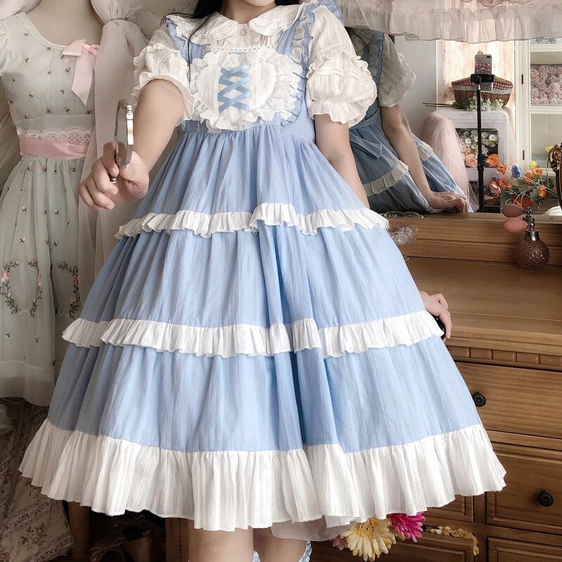 Kawaii Lolita Princess Soft Girl dolce giapponese tinta unita Sling Jsk Dress Summer Tea Party costumi Cosplay Dress