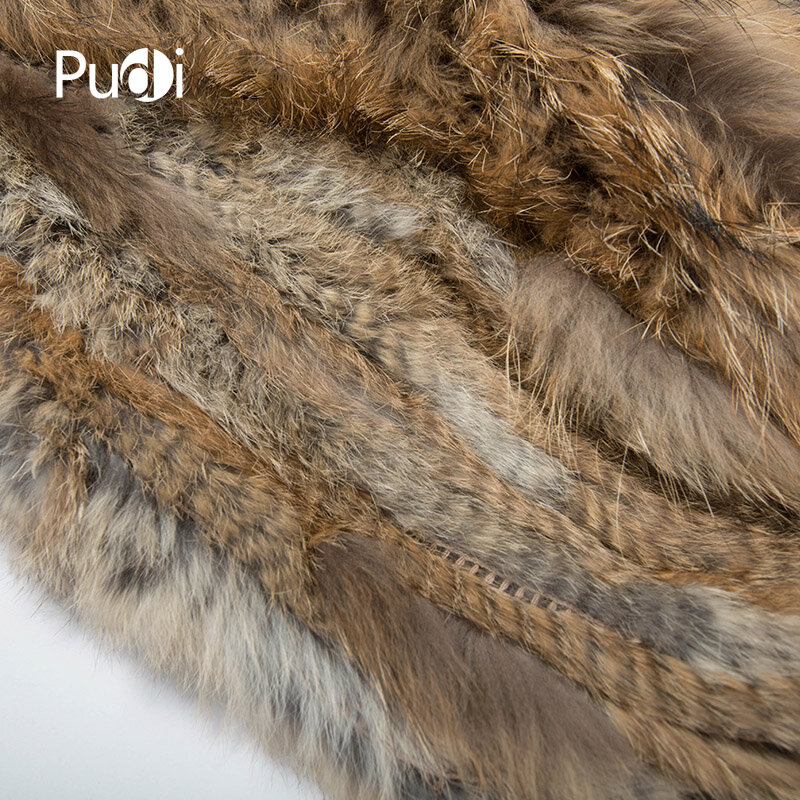VR015 Gilet/Gilet/Gilet lavorati a maglia in vera pelliccia di coniglio naturale genuino da donna con nappe collo di pelliccia di cane procione stile lungo