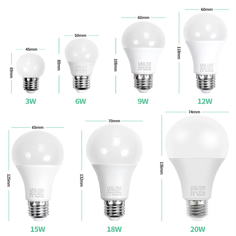 무료 배송 1PCS LED 램프 E14 E27 AC 220V LED 전구 빛 LED 스포트 라이트 테이블 램프 3W 6W 9W 12W 15W 18W 20W