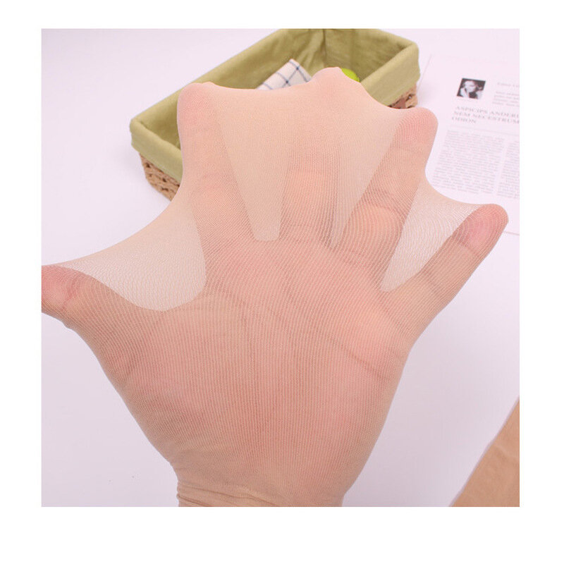 Guanti da donna sottili senza cuciture Sexy lunghi ad alta elasticità guanti trasparenti Cosplay etichetta protezione solare guanti morbidi solidi