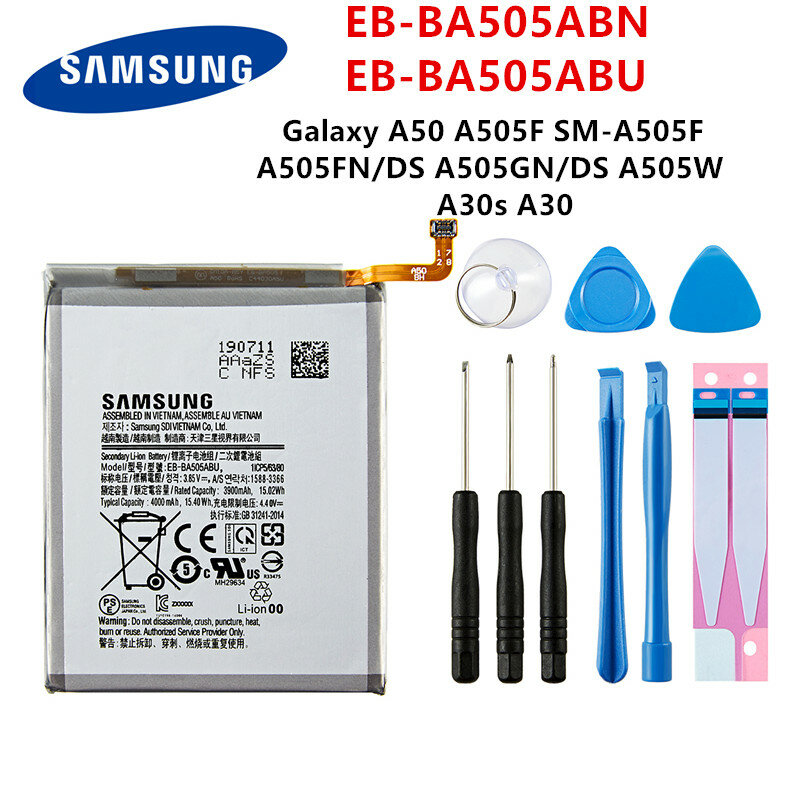 Bateria original samsung EB-BA505ABN EB-BA505ABU mah, bateria para samsung galaxy a50 a505f 4000 a505fn/ds/gn a505w a30s a30 + ferramentas