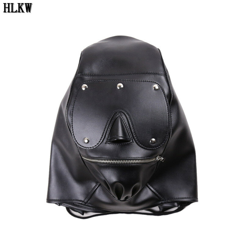 New Hot Sexy Leather Hood Sex Bondage Mask Adult Sex Toys Adults Role Cosplay Mask Toy