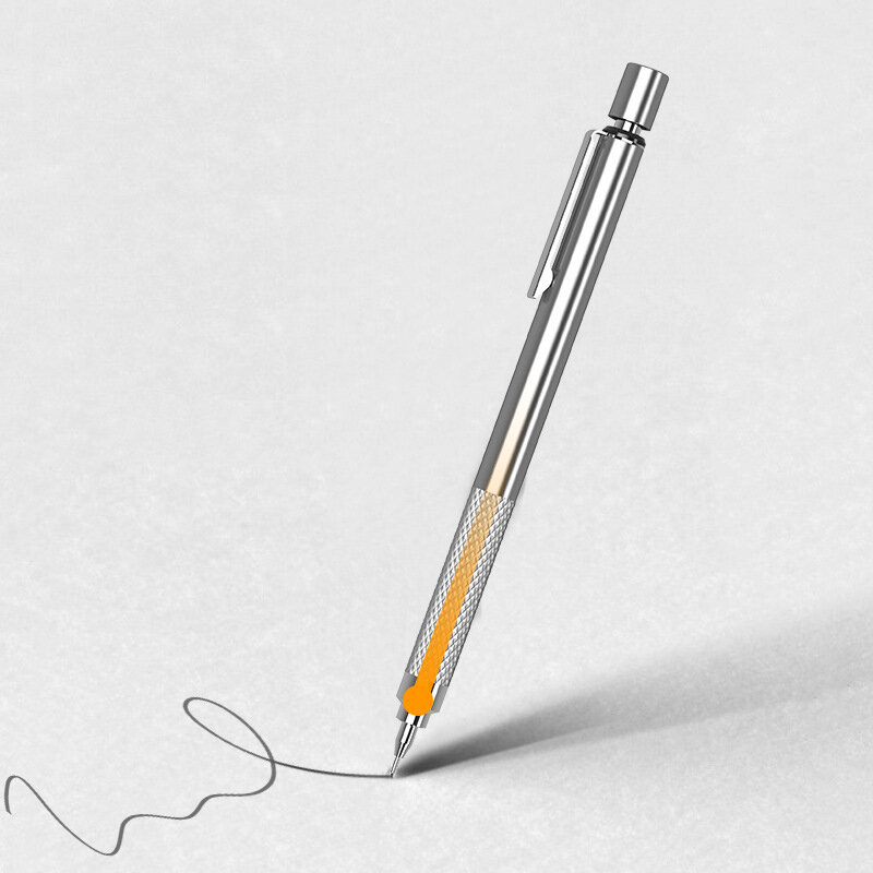 Lápis mecânico de metal profissional 0.5mm 0.7mm baixa gravidade grafite automática & 100 pçs recarga para desenhar material escolar
