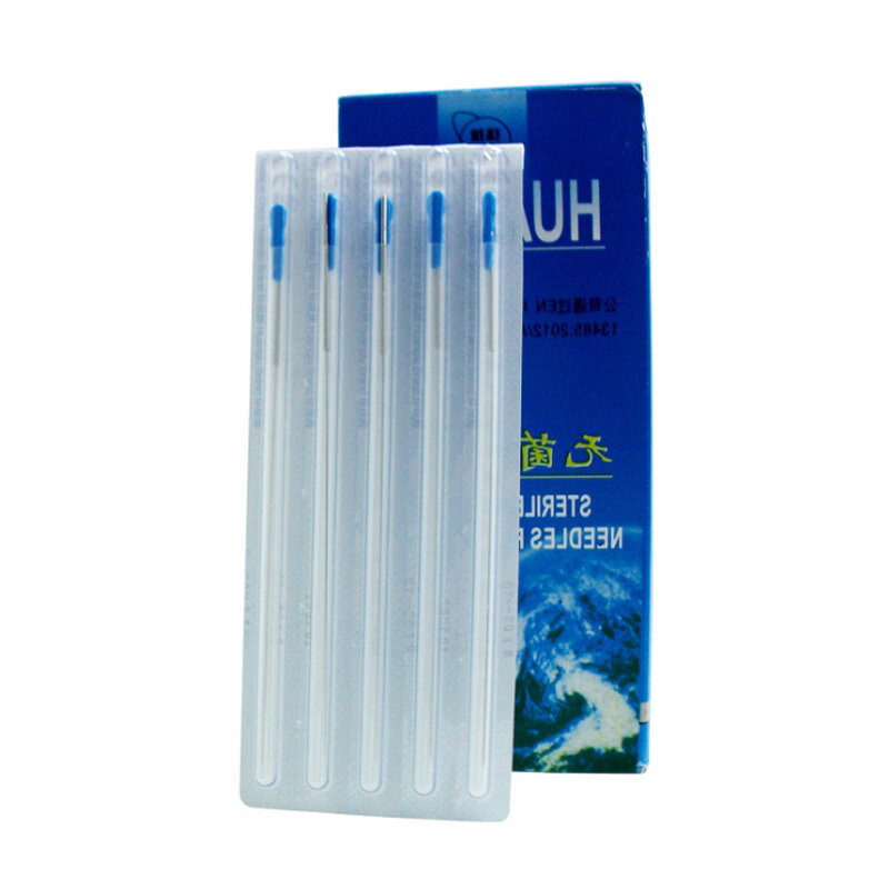 Huanqiu-aguja de acupuntura estéril, para un solo uso, con tubo, 100 piezas/1 caja