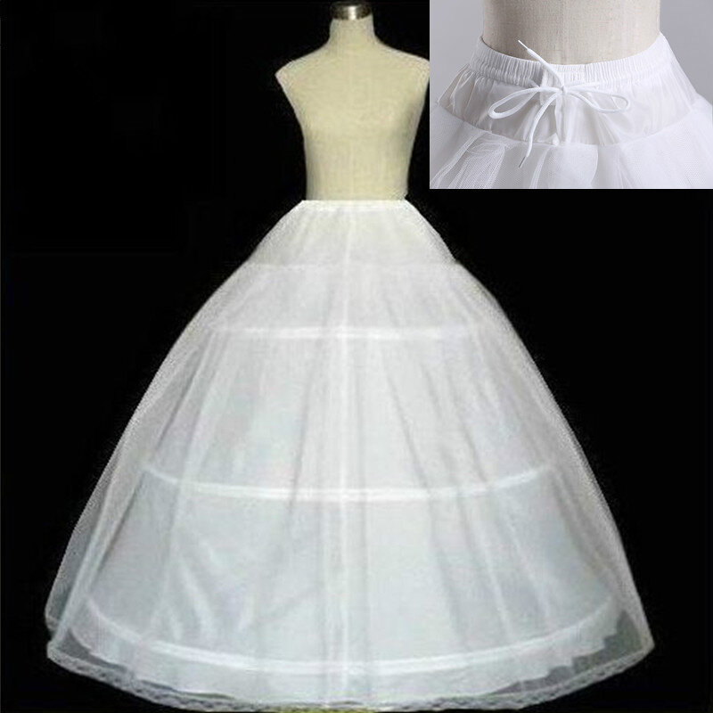 Free shipping High Quality White 3 Hoops Petticoat Crinoline Slip Underskirt For Wedding Dress Bridal Gown In Stock 2019