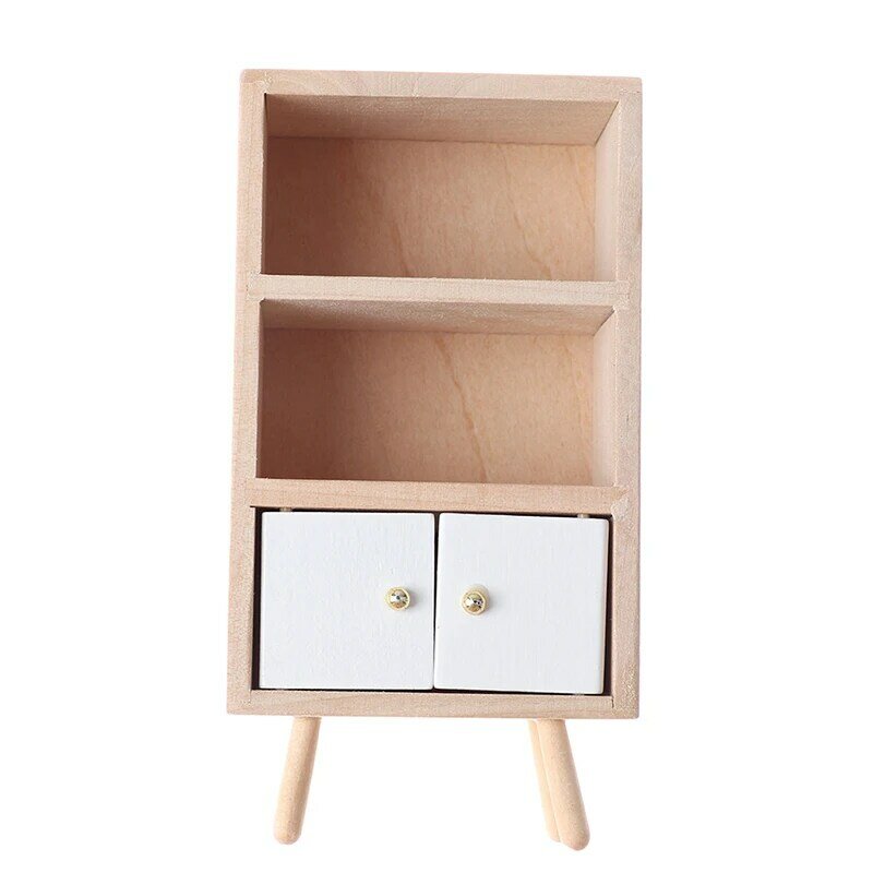 New 1/12 Wooden Bedroom Dollhouse Mini Cabinet Model Kitchen Dining Cabinet Display Shelf Doll House Furniture Decoration