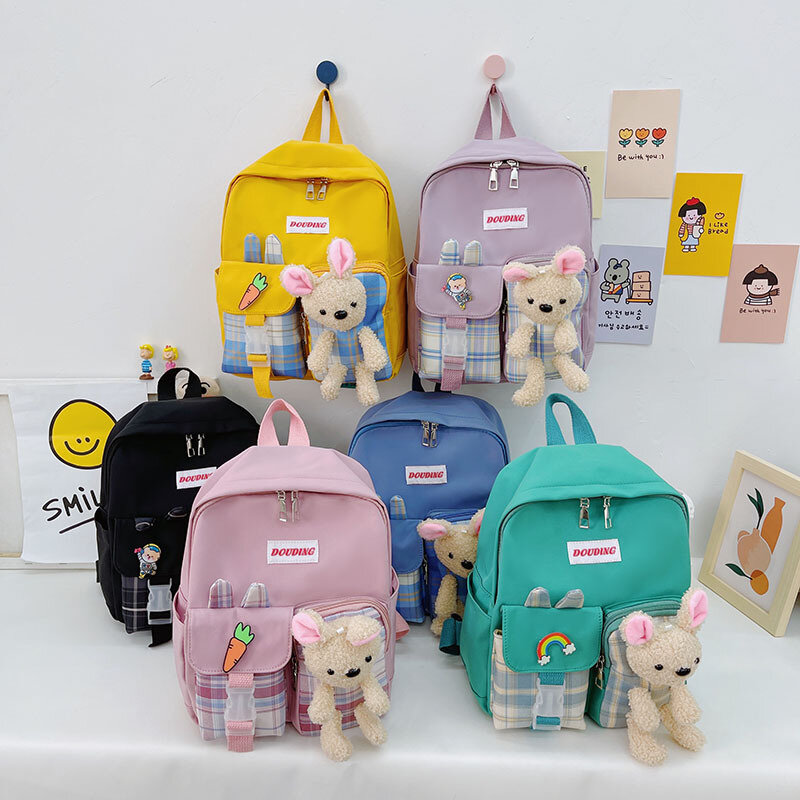 Mochilas escolares Kawaii Bear para niños, morrales de moda para hombres y mujeres, mochilas de dibujos animados de Anime para bebés, mochilas escolares para niños