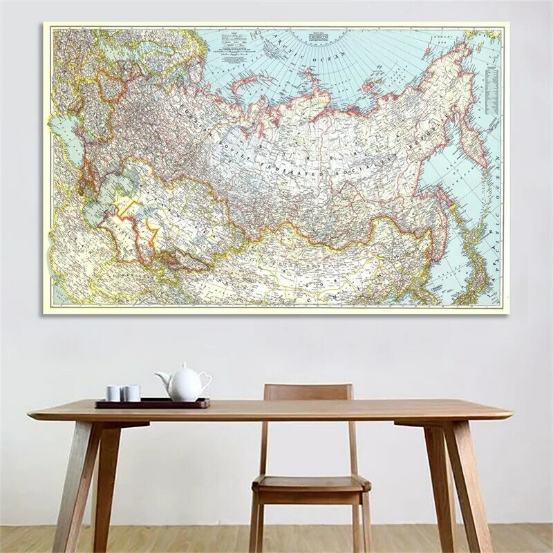 크리에이티브 러시아 세계 지도 벽 스티커, 빈티지 홈 장식, 포스터 및 인쇄물, 러시아 지도 A2, 1 개