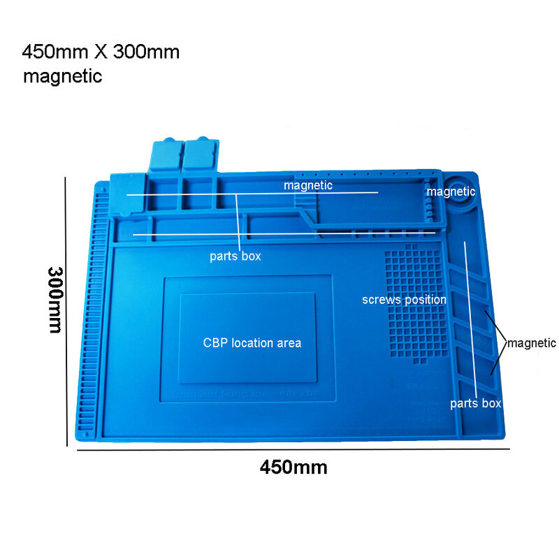 Siliconen Soldeer Pad Bureau Platform Mat Voor Lasstation Ijzer Telefoon Pc Reparatie Magnetische Warmte Isolatie Geen Lood S-160