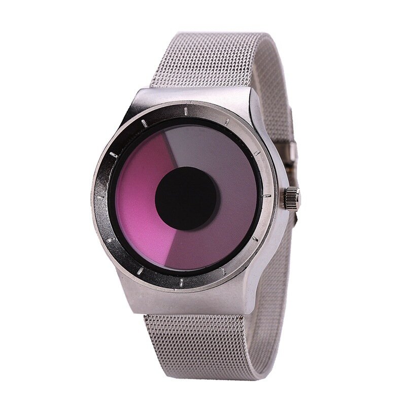 Relógio de quartzo de aço inoxidável masculino, ponteiro de descoloração do redemoinho, presente formal, vendas de luxo, moda