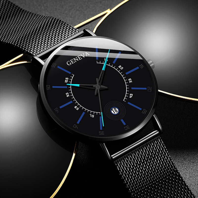 2021 Nieuwe Mode Genève Paar Heren En Dames Eenvoudige Zakelijke Net Met Quartz Horloge