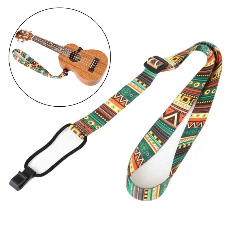 Guitar Ukulele Strap Ethnic Pattern Adjustable Nylon Clip On Guitar Strap Belt Sling With Hook Ukulele Guitar Accessories Parts