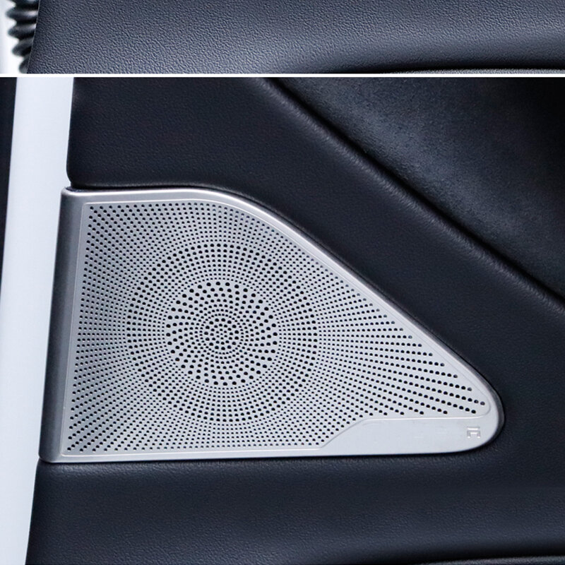 Mobil Pilar Pintu Speaker Cover Logam Emblem Lencana Stiker untuk Tesla Model 3 Mobil Audio Panel Pelindung Dekorasi Styling Stiker
