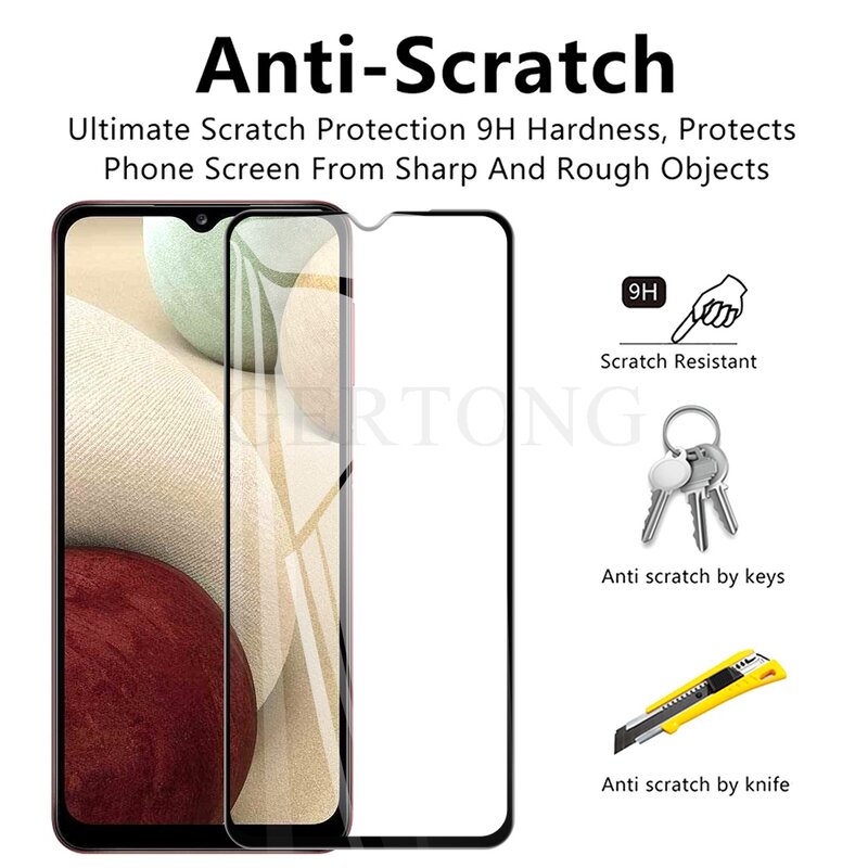 กระจกนิรภัยสำหรับ Samsung Galaxy A12ป้องกันหน้าจอสำหรับ Samsung A12แก้ว Touch Sensitive Case Cover ความแข็ง9H ฟิล์ม