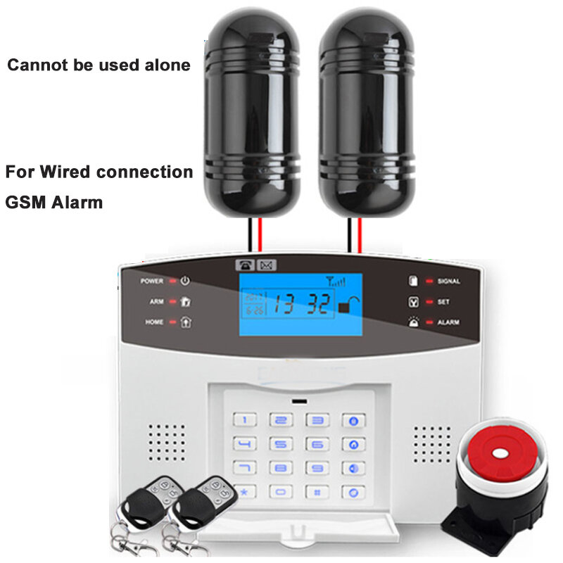 KinJoin-Detector de doble rayo infrarrojo para el hogar, sistema de alarma de seguridad antirrobo con cable, 30m ~ 150m, pared perimetral exterior