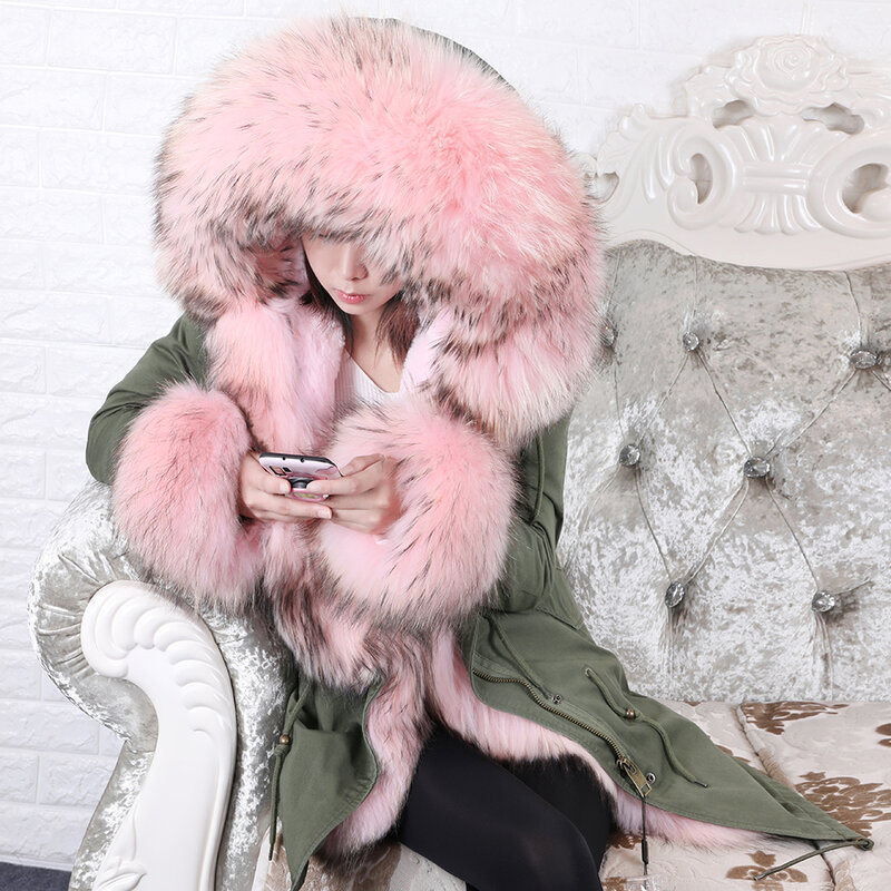 Real fur coat ladies winter raccoon fur coat fur coat 2020 big collar fur system overcoming big hat