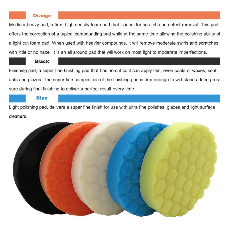5 Farben 3 Zoll 4 Zoll 5 Zoll Schwamm Polier pad Kit für Auto polierer Detail Polieren Wachsen