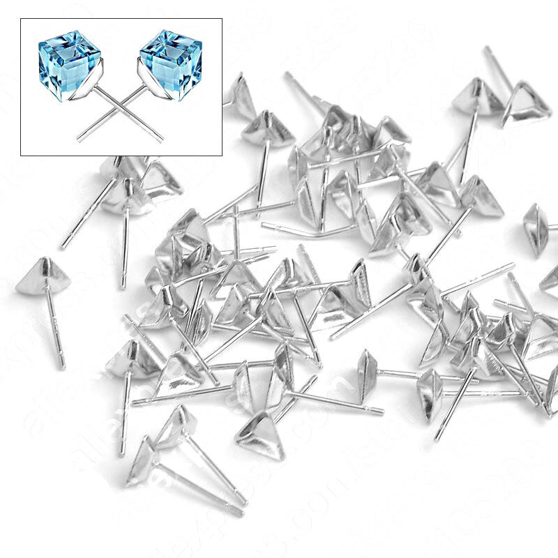 Grosir 100PCS 925 Sterling Silver Telinga Pin Pasang Stud Anting-Anting Temuan Anting-Anting Pins/Jarum