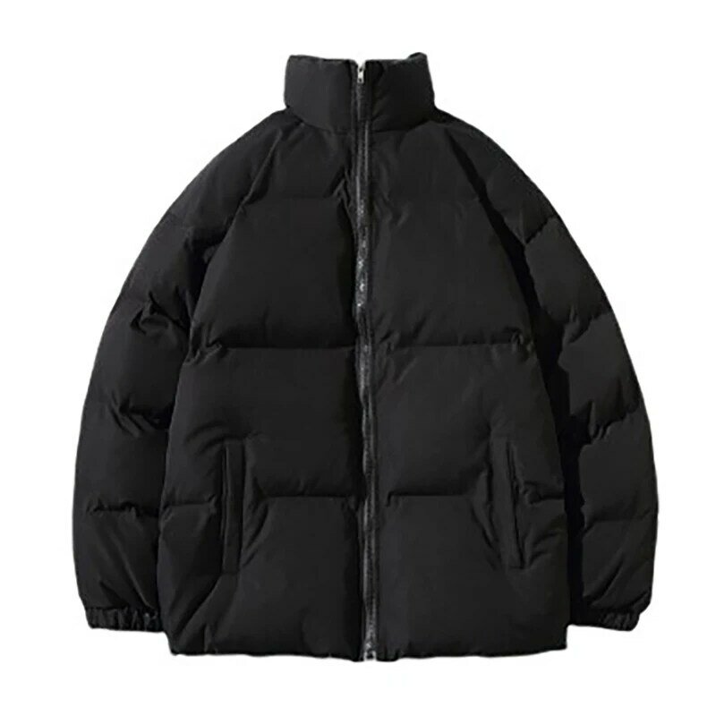 남성용 오버사이즈 겨울 재킷, 두꺼운 파카, 따뜻한 코트, 스탠드 칼라 재킷, 단색 파카 코트, 여성 패션 스트리트웨어