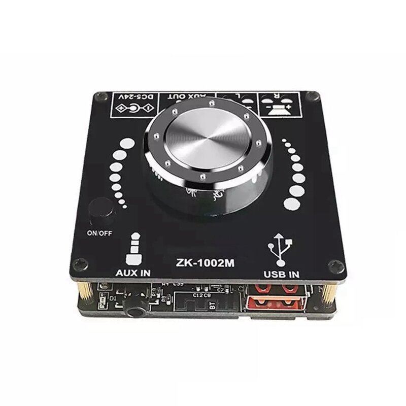 Zk1002m amplificador de áudio, bluetooth 5.0, aux, usb, saída de áudio, módulo amplificador de áudio, 100wx2