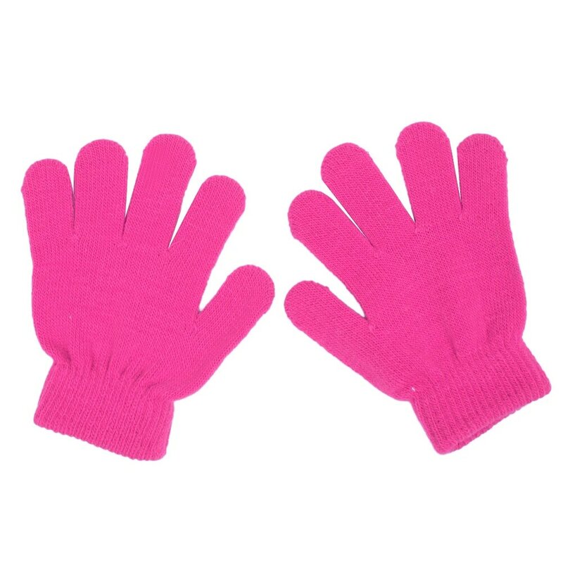 2021 nowe zimowe śliczne chłopięce dziewczęce rękawiczki jednolity kolor Finger Point Knit Stretch Mittens