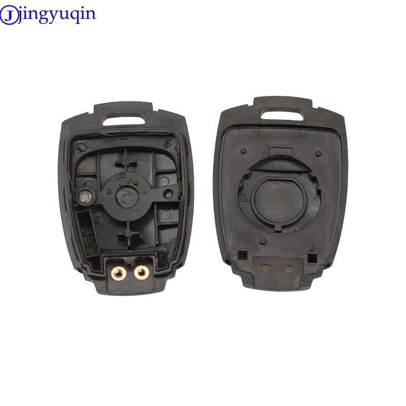 Jingyuqin 2 Knoppen Vervanging Remote Key Shell Case Fob Voor Ssangyong Actyon Kyron Rexton Korando Met Ongesneden Blad Autosleutels