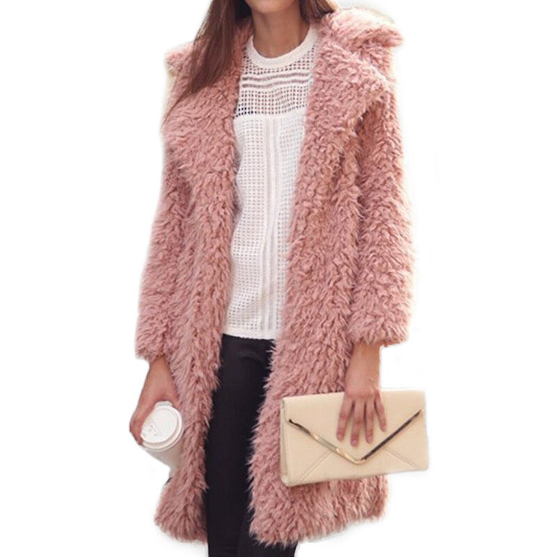 Novo estilo de rua venda quente outono inverno europeu e americano cor pura casaco de lã feminino lapela lã comprimento médio casaco de lã