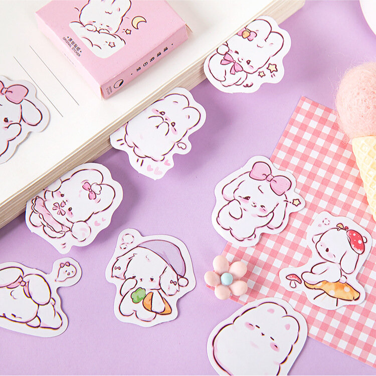 귀여운 토끼 데일리 귀여운 장식 스티커 플래너 스크랩북 문구, 한국 일기 스티커, 상자당 45 개