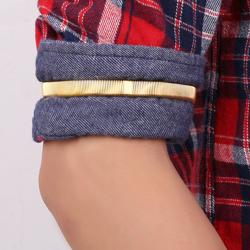 6Pcs scaldamuscoli regolabili camicia manica manica giarrettiere bracciali elastici antiscivolo in metallo filo di acciaio elasticizzato bracciale in metallo