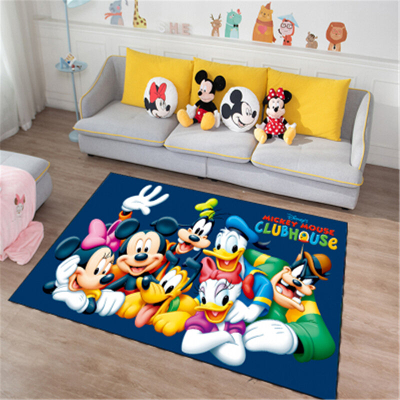 Alfombra de dibujos animados de Disney para niños y niñas, tapete para puerta de Mickey y Minnie Mouse, Alfombra de juego para dormitorio, cocina, Alfombra de baño interior
